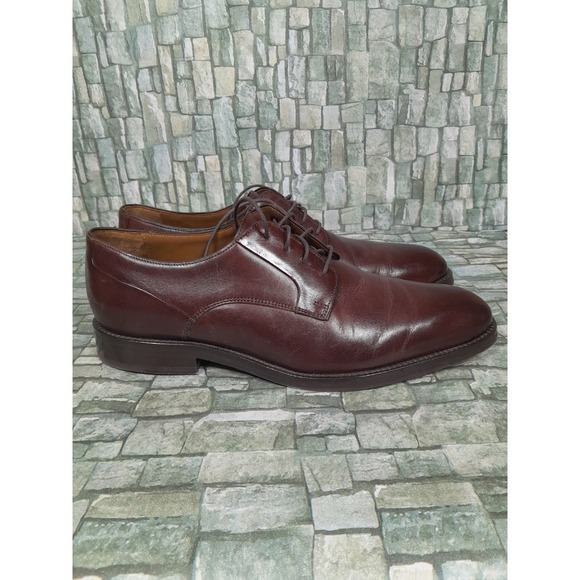 JOHNSTON MURPHY EDGERTON PLAIN TOE MENsz  10 M MAHOGANY LEATHER Oxford Derby - Picture 2 of 12